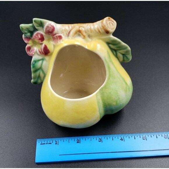 Wall Pocket Planter Pear Fruit Vtg Japan Glazed Painted Ceramic Art Pottery Vase - Picture 6 of 15